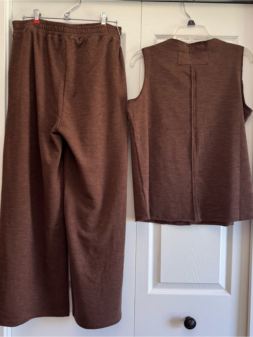 Zenana 2 Piece Set Tank & Wide Leg Pant with Pockets Brown Large Brand NEW - Picture 2 of 6